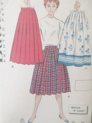 8716 1950s BUTTERICK QUICK N EASY MISSES PLEATED  SKIRT  3 PIECE PATTERN 25" WAIST, HIP 34"